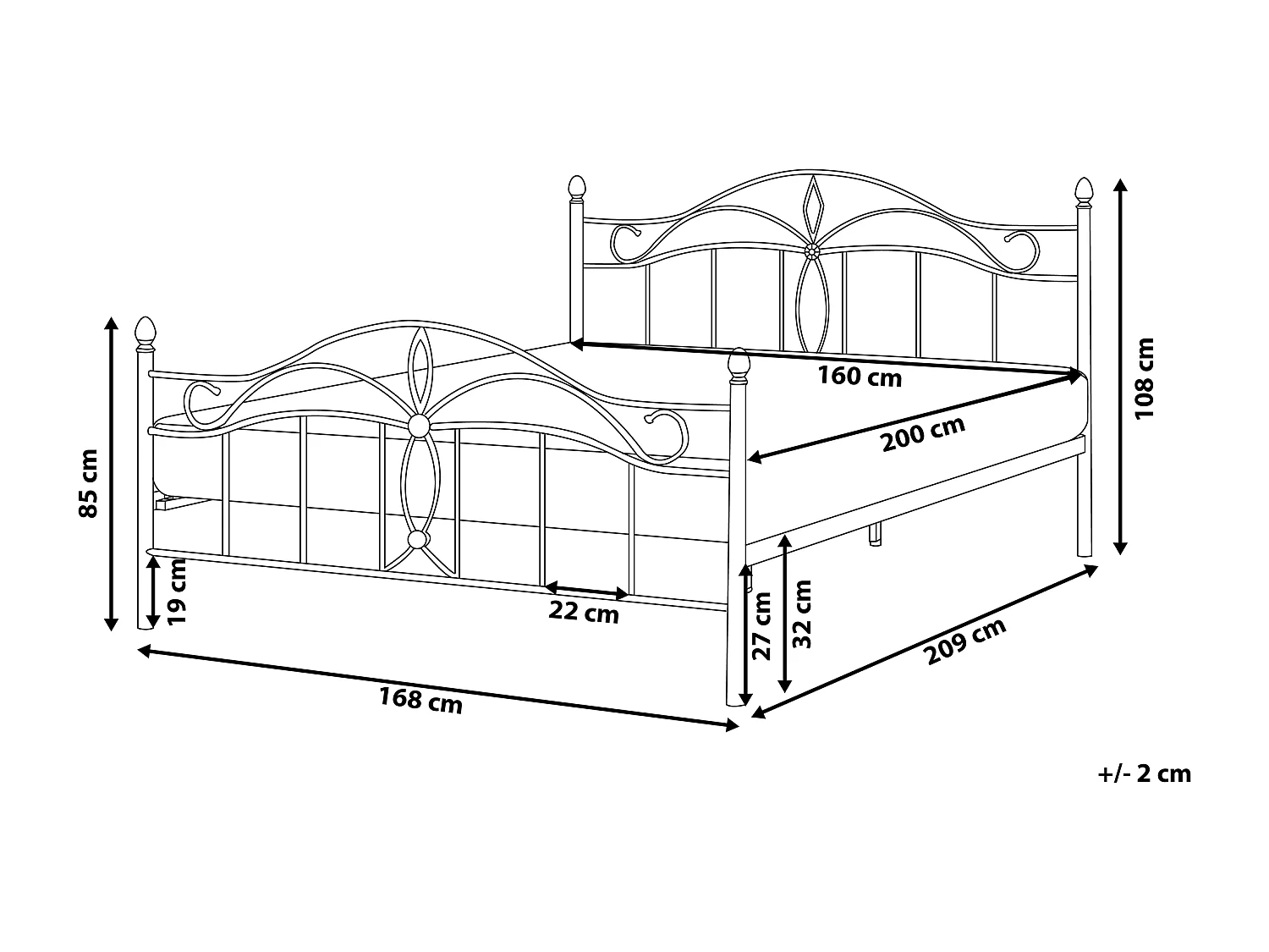 Bett mit Lattenrost Metall ANTLIA 160 x 200 cm Schwarz