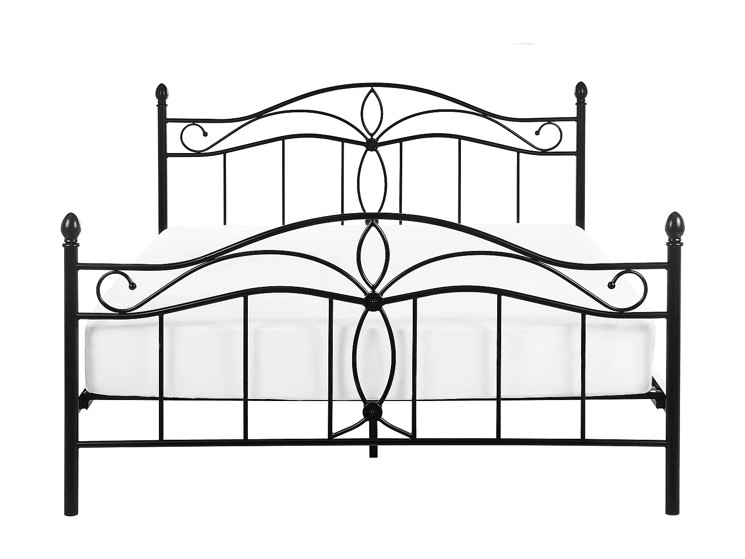 Romantisches Doppelbett Schwarz Metall mit Kopfteil Lattenrost 140x200 cm Antlia