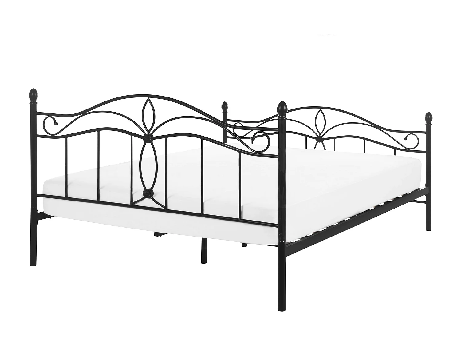 Romantisches Doppelbett Schwarz Metall mit Kopfteil Lattenrost 140x200 cm Antlia