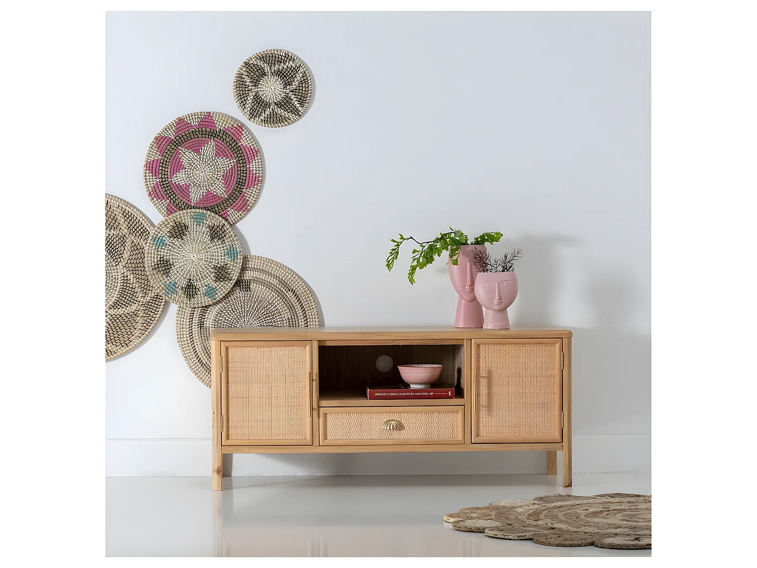 Meuble TV 2 portes 1 tiroir 1 niche - CHRISTINA