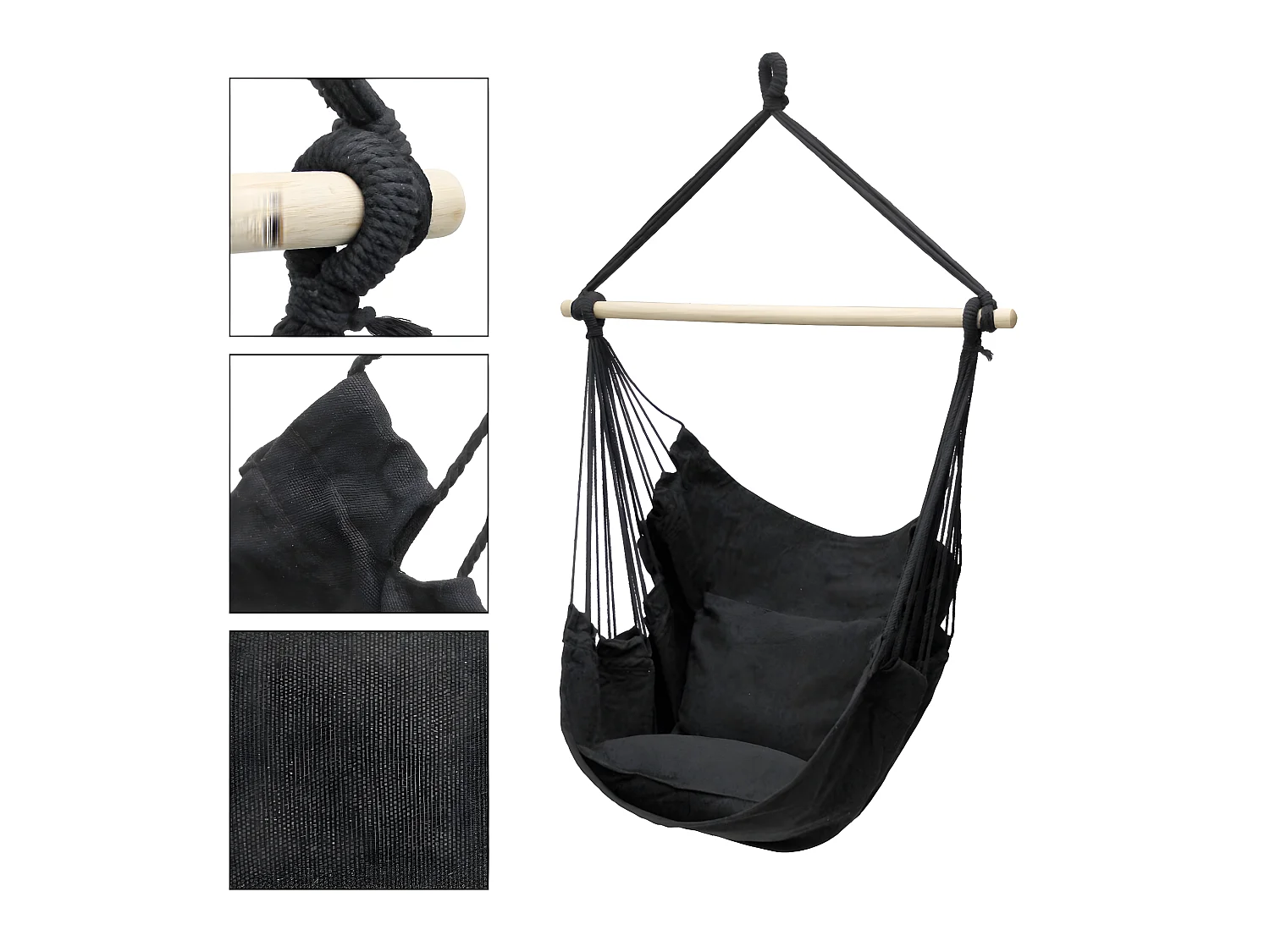 Hamac fauteuil suspendu design jardin coton 120 cm extérieure ECD Germany