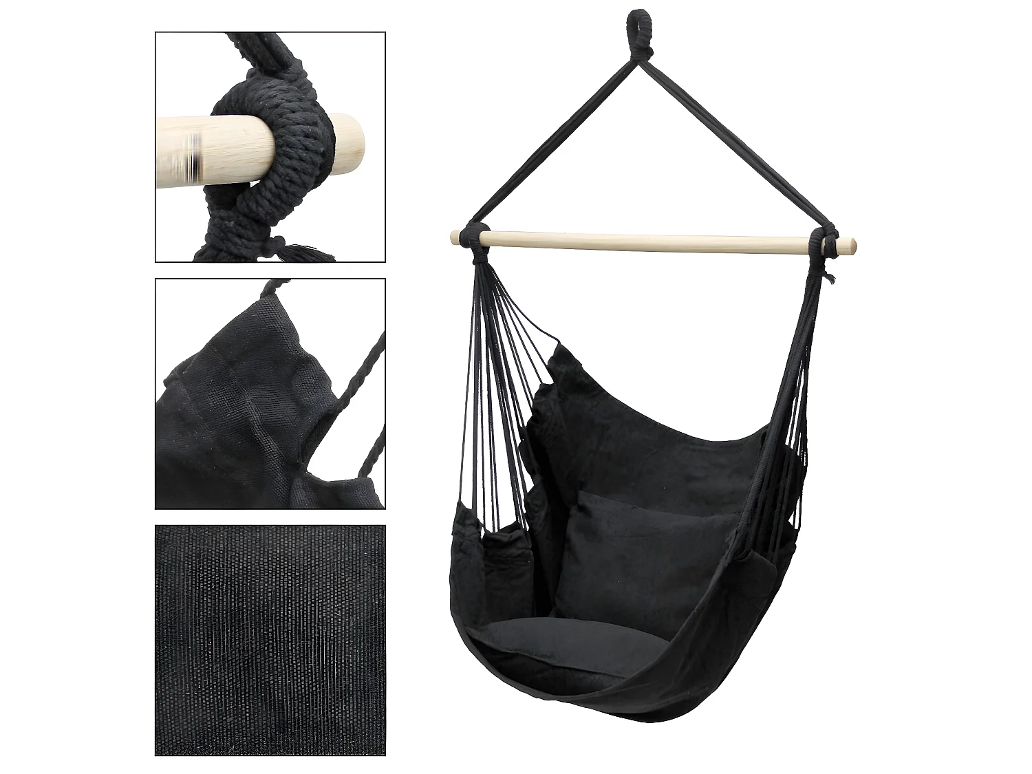 Hamac fauteuil suspendu design jardin coton 120 cm extérieure ECD Germany