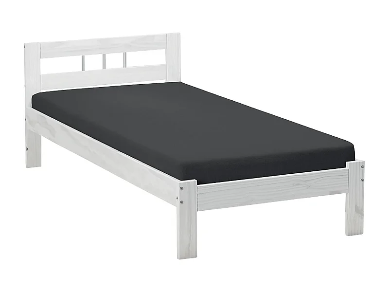 ALASKA - Lit 90x200cm Bois Massif Vernis Blanc