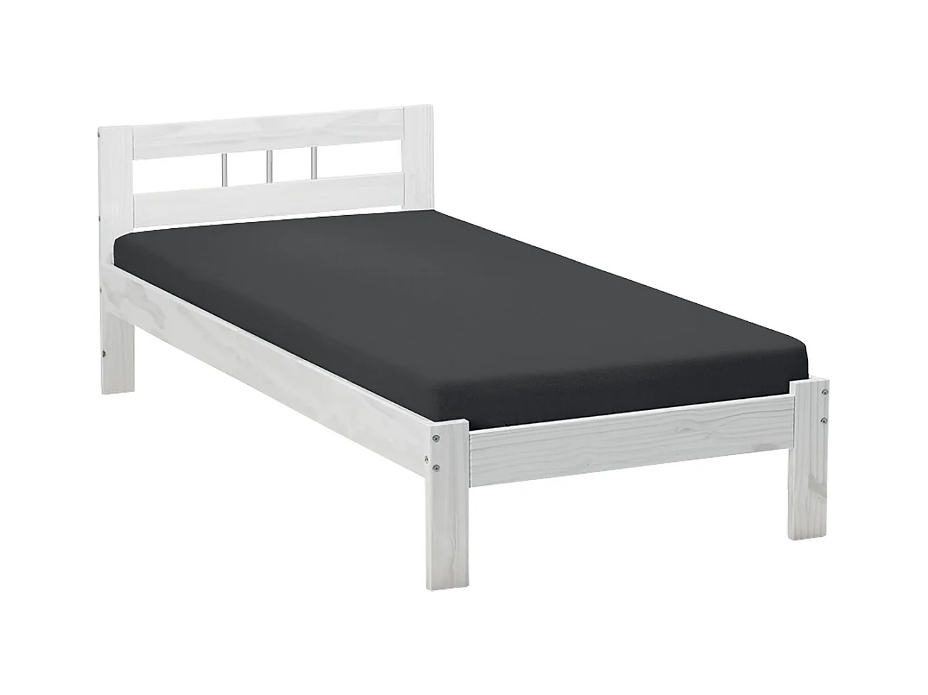 ALASKA - Lit 90x200cm Bois Massif Vernis Blanc