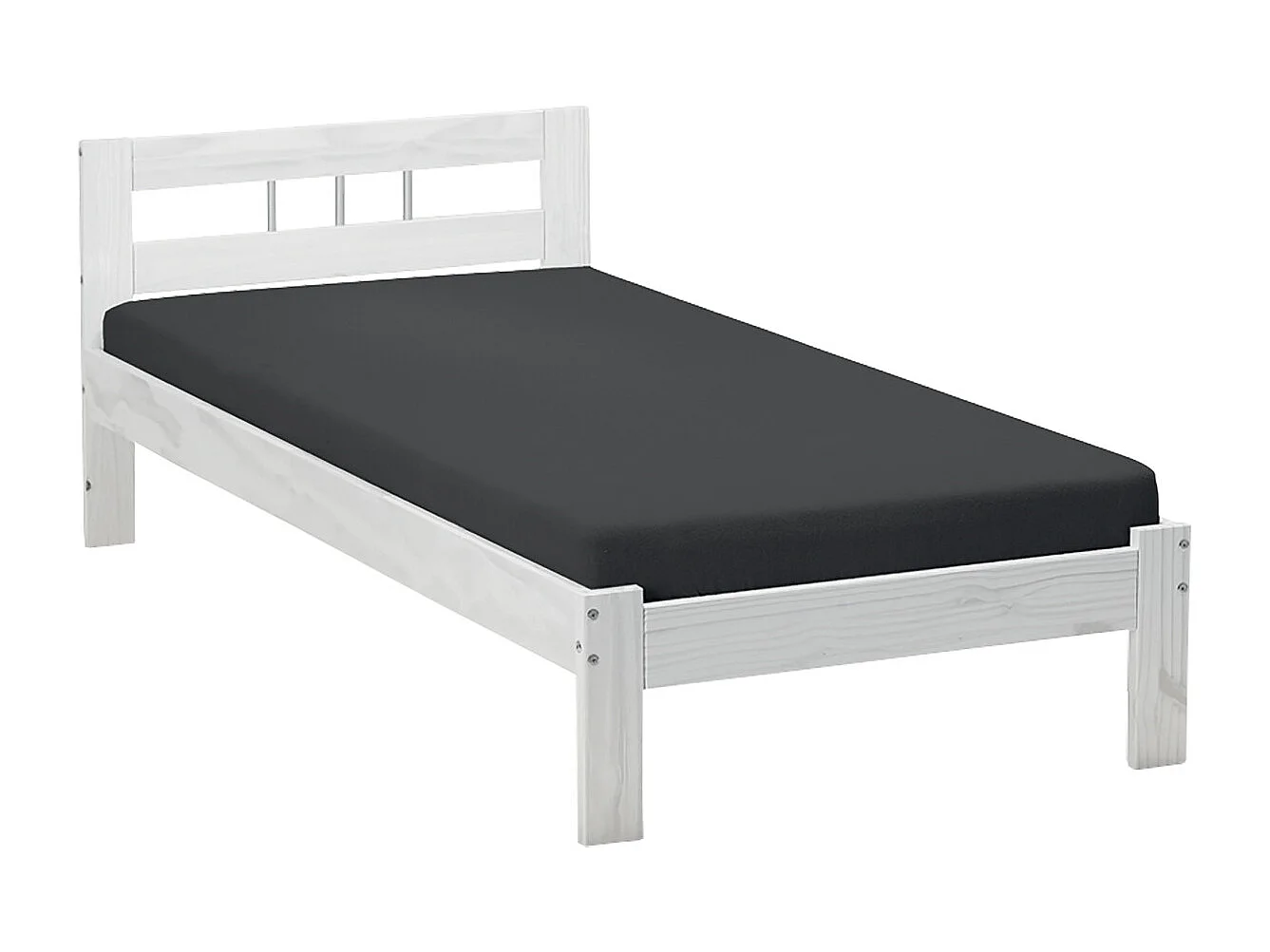 ALASKA - Lit 90x200cm Bois Massif Vernis Blanc