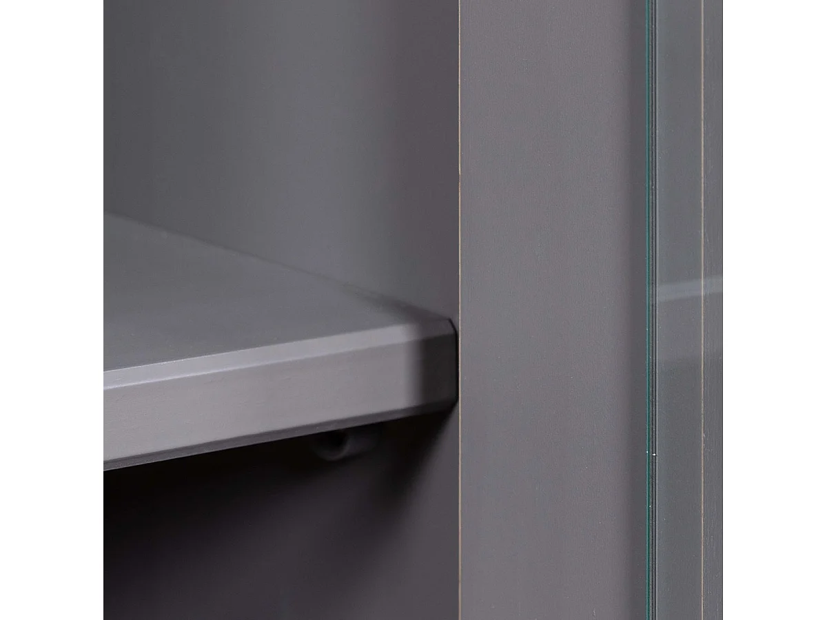 MELINA - Vitrine 2 Portes 3 Tiroirs en MDF Laqué Gris Foncé