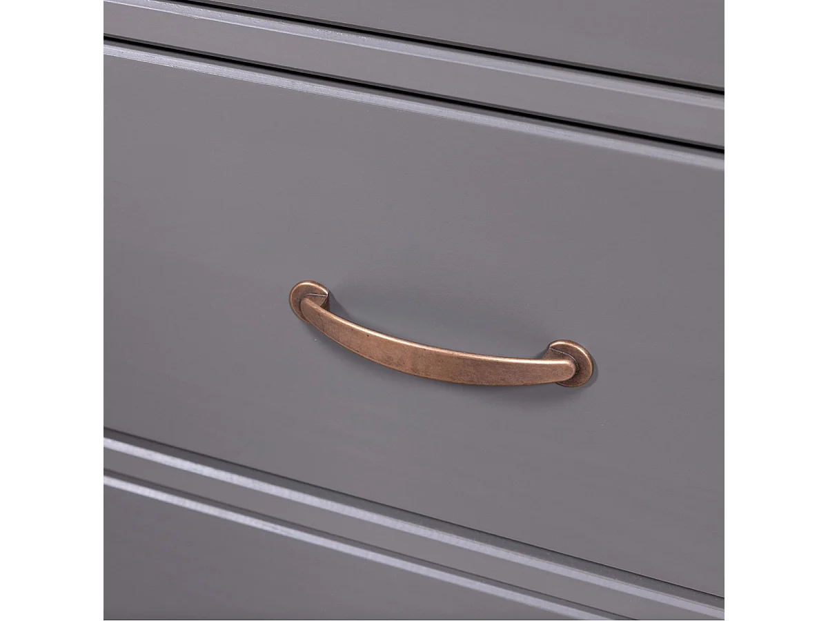 MELINA - Vitrine 2 Portes 3 Tiroirs en MDF Laqué Gris Foncé