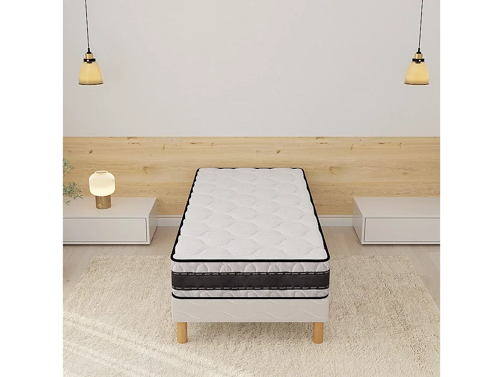 Matelas Medicare latex 90x190 cm Hauteur 22 cm couchage latex hypoallergénique aération optimisée Soutien mi-ferme