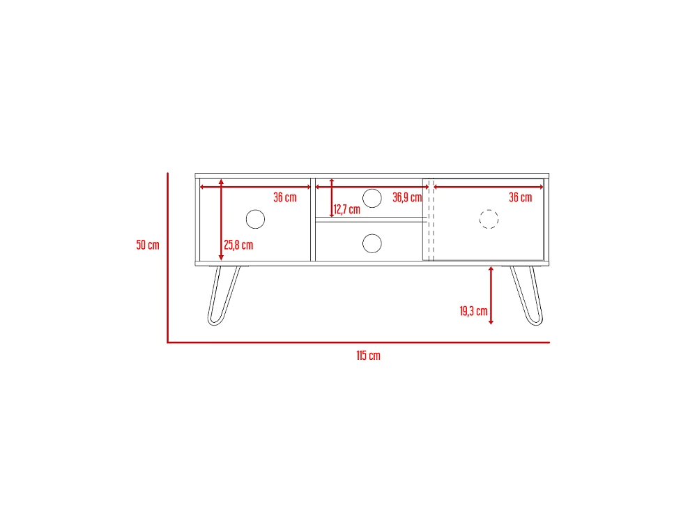 Ensemble Andorra, meubles TV Z115 Andorra, 50 pouces de télévision + Z80 Andorra Salon Sceau avec 4 armoires, 50/80 à CM x 115/80 AN CM X 35/35 P CM, ACORN