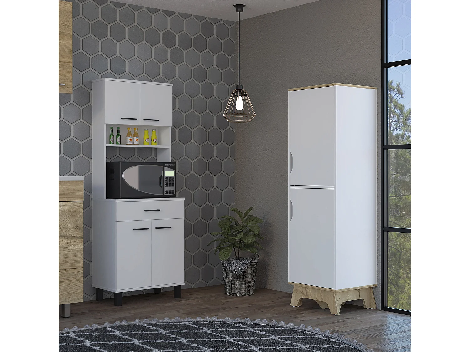 Conjunto Linea Z Cocina, Mueble Auxiliar Cocina Alto Z-65 + Alacena Buffet Cocina Z-60