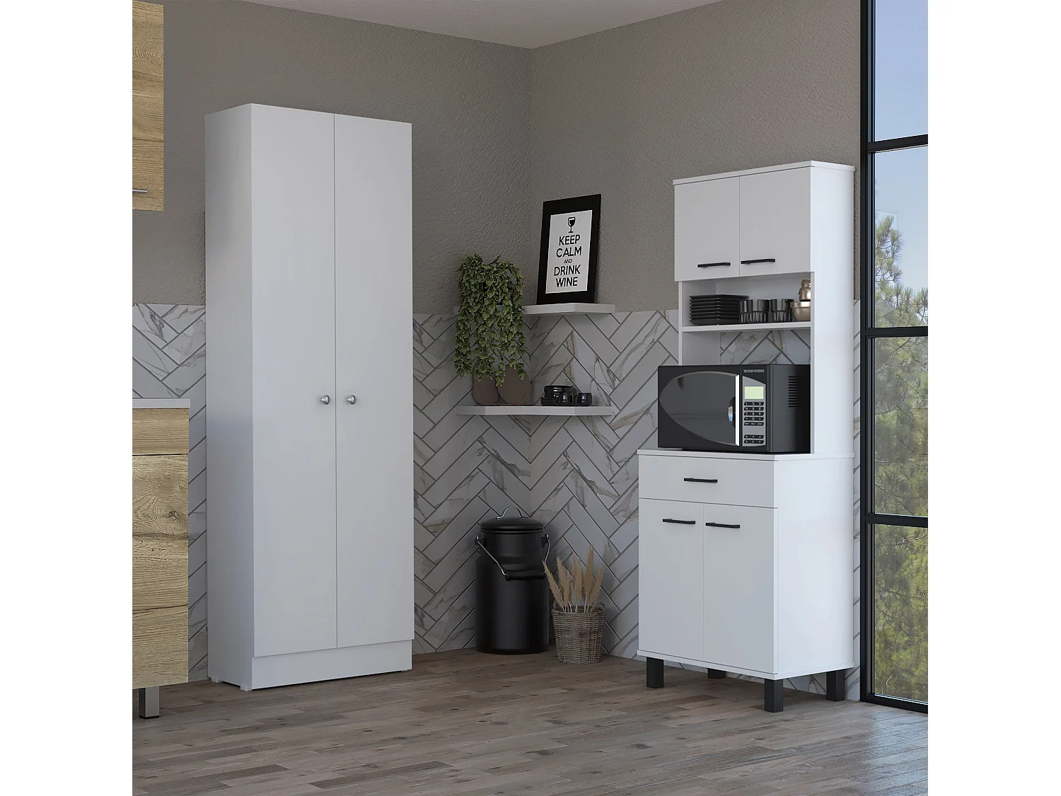 Ligne z cuisine, buffet buffet cuisine z-60 + cuisine cuisine z-60 2 portes, 160/180 à cm x 58/60 un cm x 35/30 p cm, duna / blanc