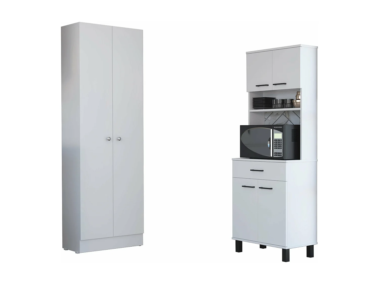 Ligne z cuisine, buffet buffet cuisine z-60 + cuisine cuisine z-60 2 portes, 160/180 à cm x 58/60 un cm x 35/30 p cm, duna / blanc