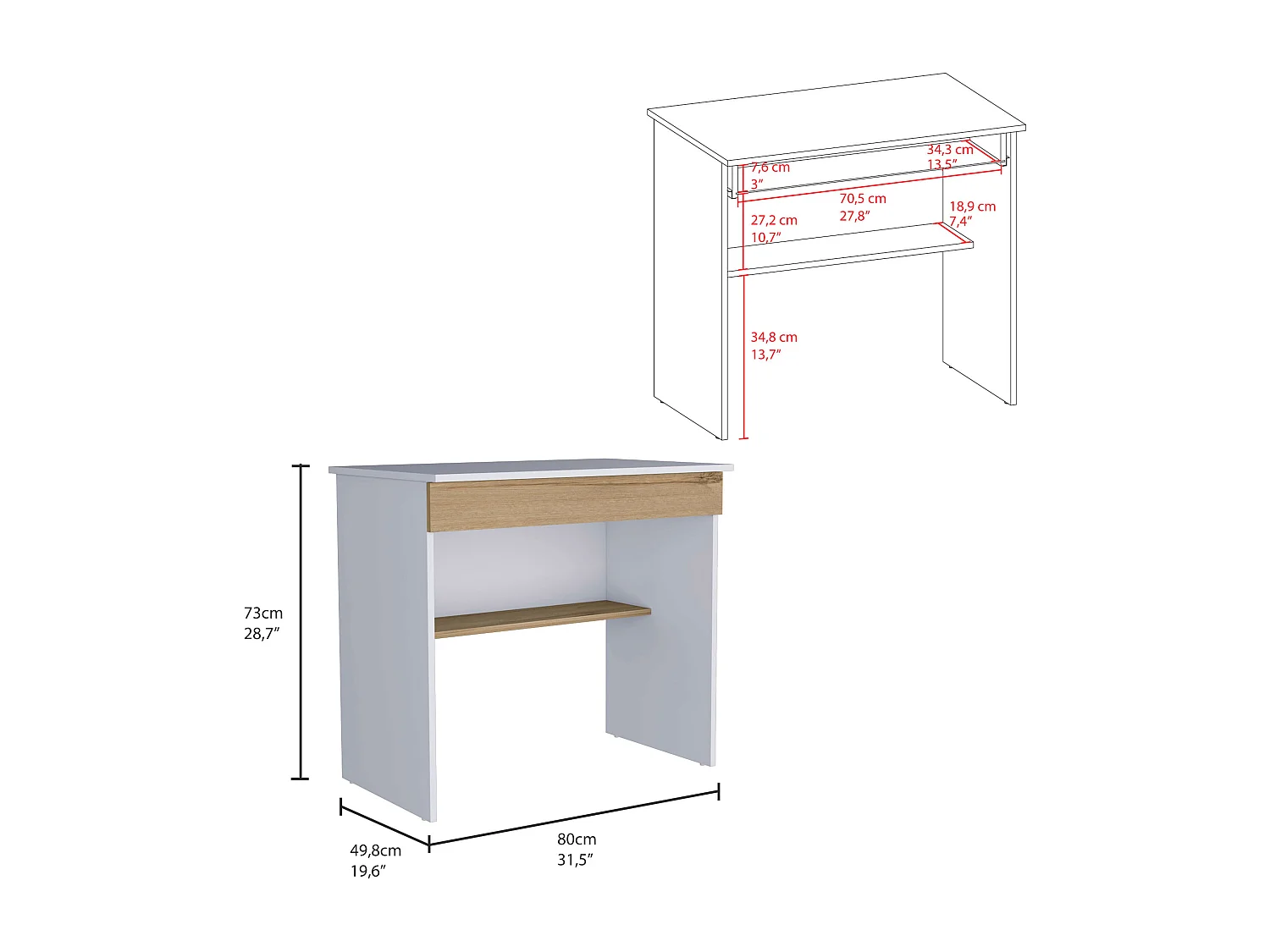 Set di uffici, ohio z 80 desktop con 1 cassetto + biblioteca z63 ripiani con 2 porte, 73/180,6 a cm x 80/63 an cm x 49,8/26 p cm, dune/bianco