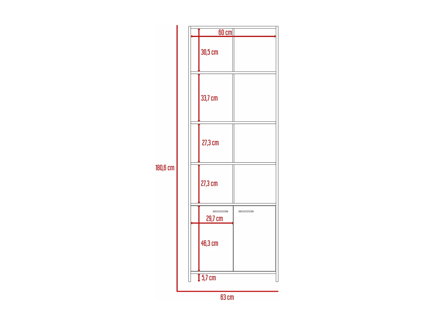 Set di uffici, ohio z 80 desktop con 1 cassetto + biblioteca z63 ripiani con 2 porte, 73/180,6 a cm x 80/63 an cm x 49,8/26 p cm, dune/bianco