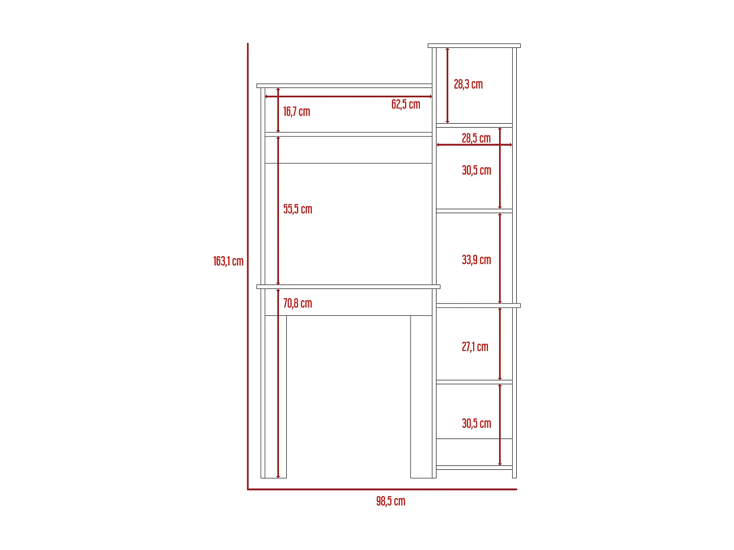 Set de bureau, Heinrich Computer Center + Z63 Bibliothèque des étagères avec 2 portes, 163.1 / 180,6 à CM x 98,5/63 A CM x 45,3 / 26 P cm, dune / blanc