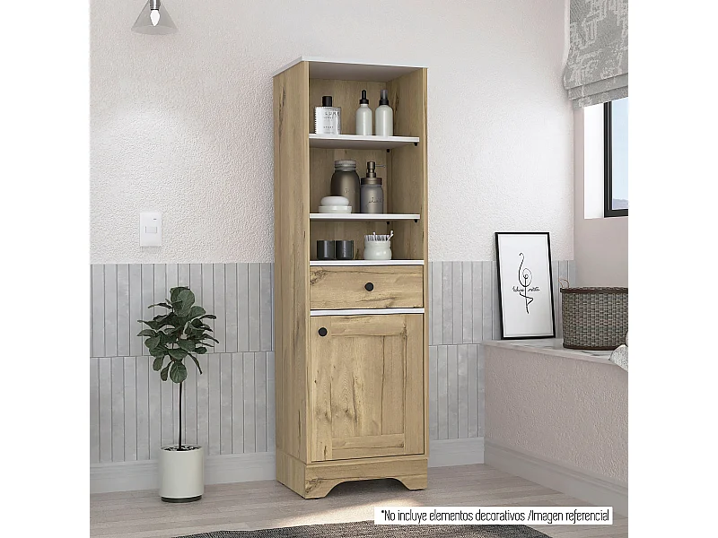 Colonna bagno Malaga, con cassetto 142 CM L X 44 CM P X 36 CM L X 36 CM P. Bianco / Duna