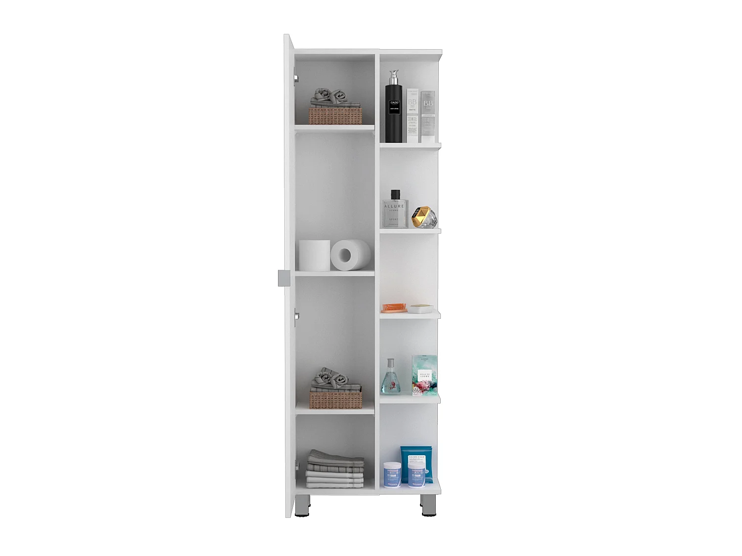 Columna esquinera de baño Malaga, con estantería 158 CM A X 51.2 CM An X 21.5 CM P Blanco