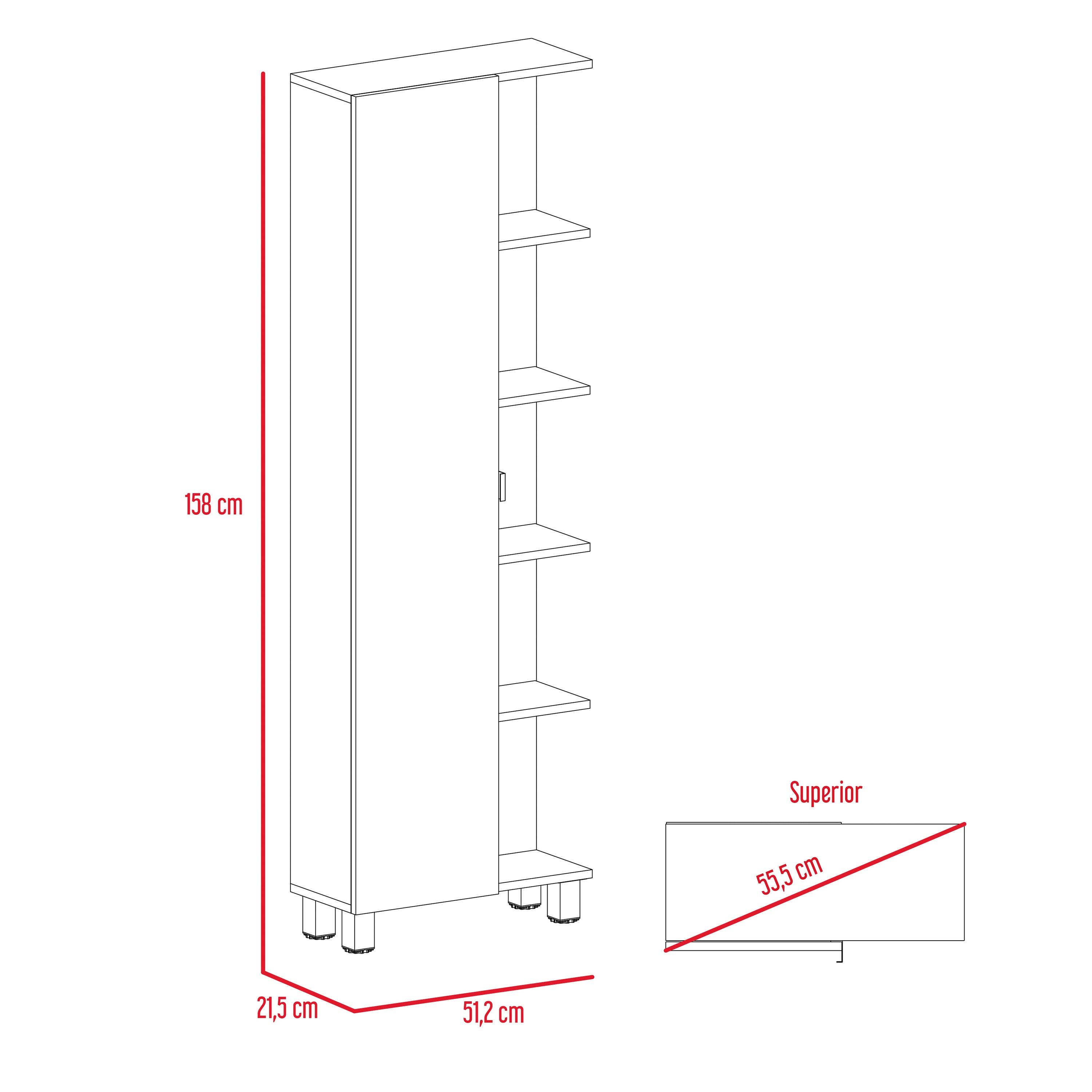 Mueble Esquinero de Baño Urano, con 5 estantes, 62.2 CM A X 20.15