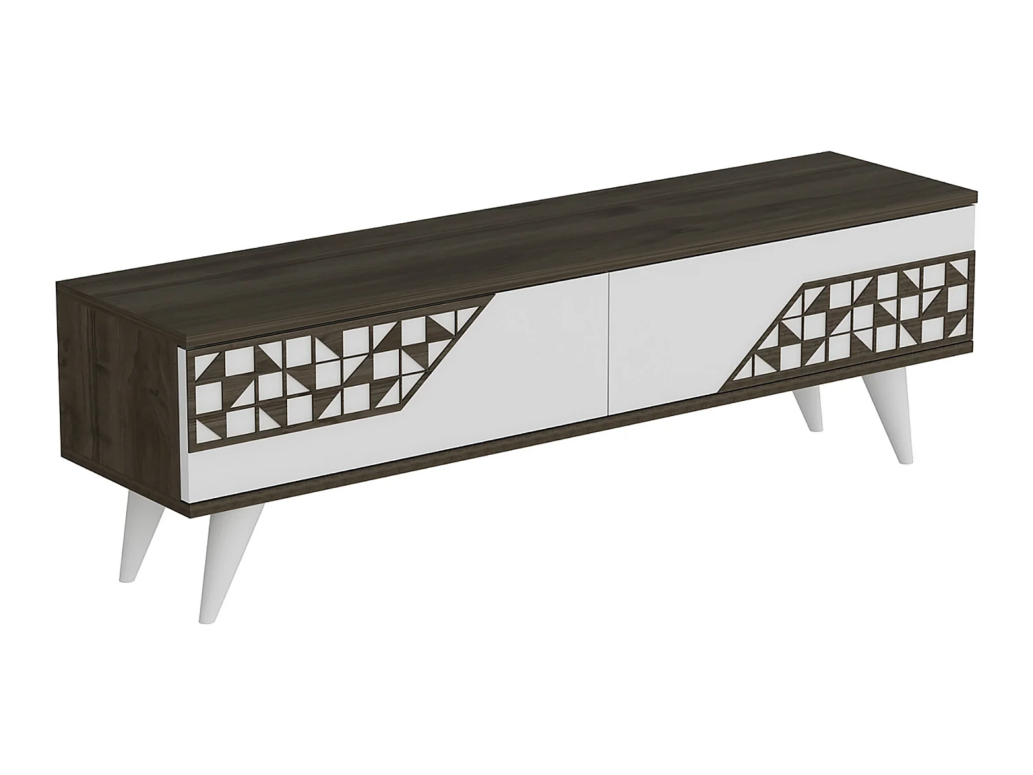 Meuble TV Örkelljunga à 2 portes 40 x 120 x 30 cm effet noyer / blanc [en.casa]