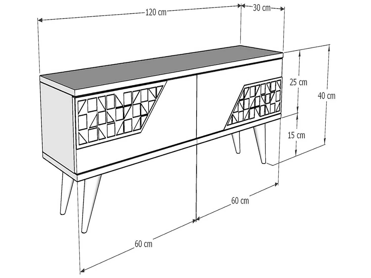 Meuble TV Örkelljunga à 2 portes 40 x 120 x 30 cm effet noyer / blanc [en.casa]