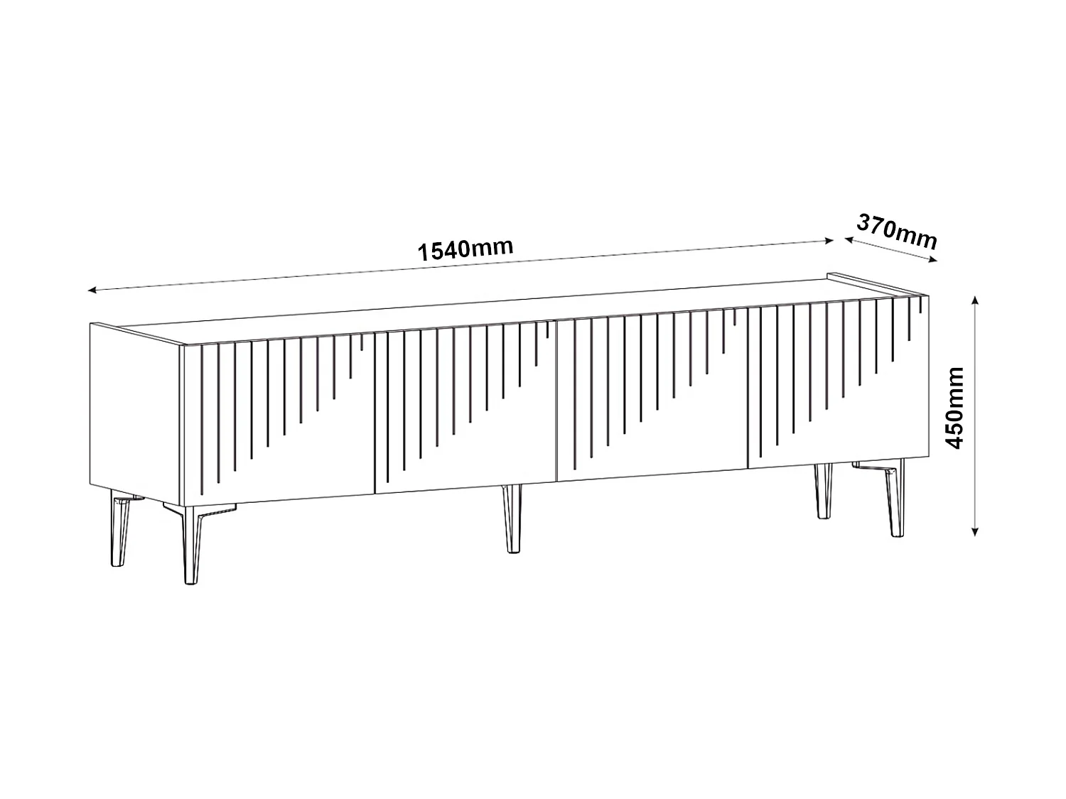 Meuble TV Oppdal à 2 portes avec espace de rangement 45 x 154 x 37 cm blanc / marbre noir [en.casa]
