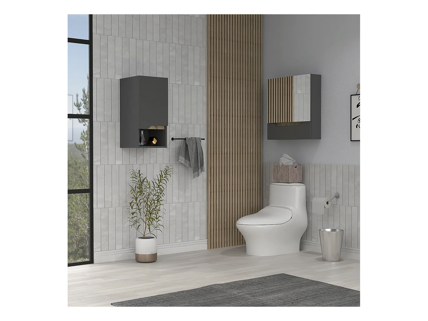 Conjunto, Armario De Pared Con Espejo + Armario Colgante