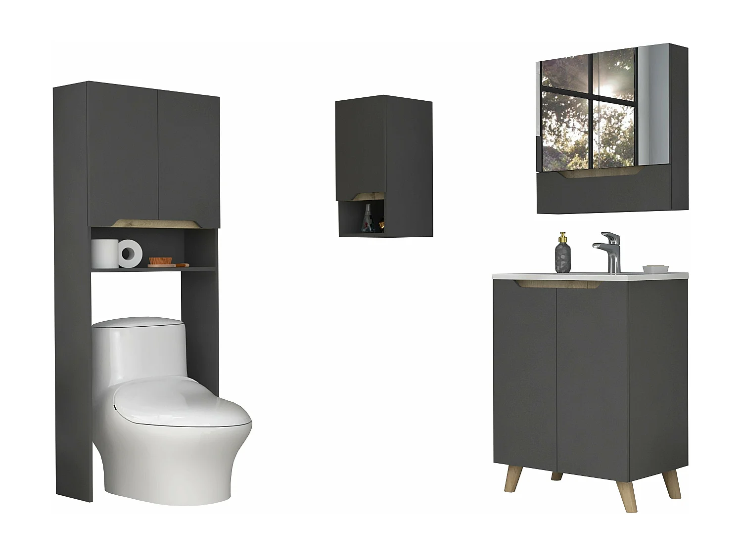 Set, 2 cabamanos + ripiani/toilette