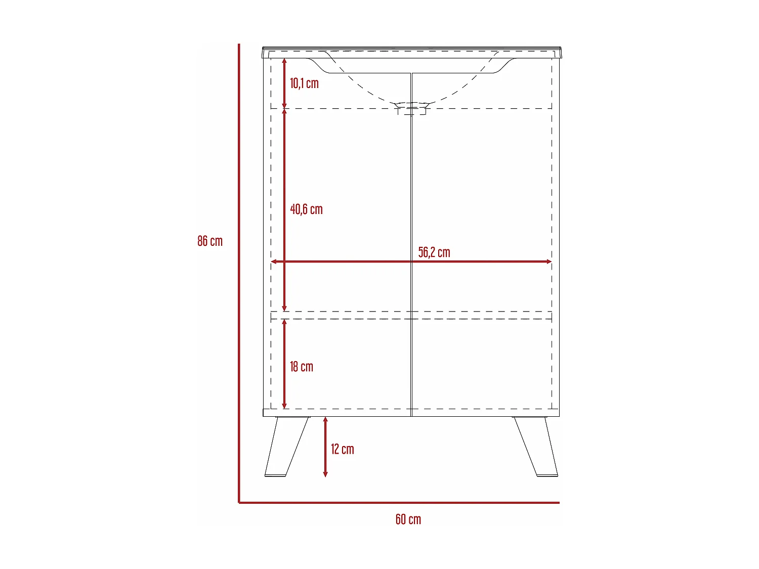 Set Laurent, mobile a muro con specchio + mobili da bagno in piedi con lavandino, 62/86 a cm x 60/60 an cm x 15/45.5 p cm, piombo/dune