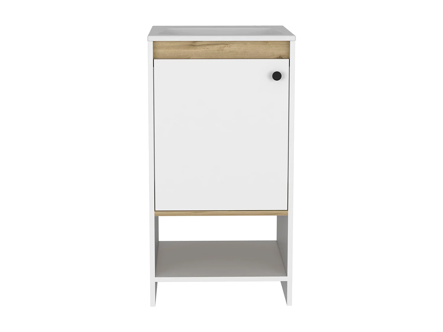 Ensemble Malaga, Colonne de bain de meubles 1 porte + meubles de salle de bain debout avec évier, 150,7 / 85.1 à CM x 40/45 un cm x 45/45 P cm, dune / blanc