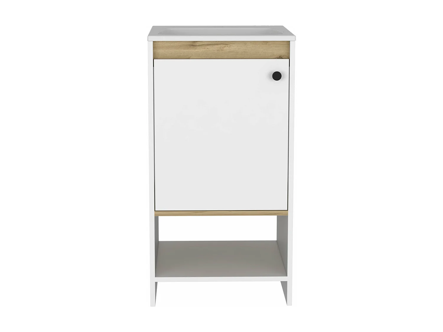 Ensemble Malaga, Colonne de bain de meubles 1 porte + meubles de salle de bain debout avec évier, 150,7 / 85.1 à CM x 40/45 un cm x 45/45 P cm, dune / blanc