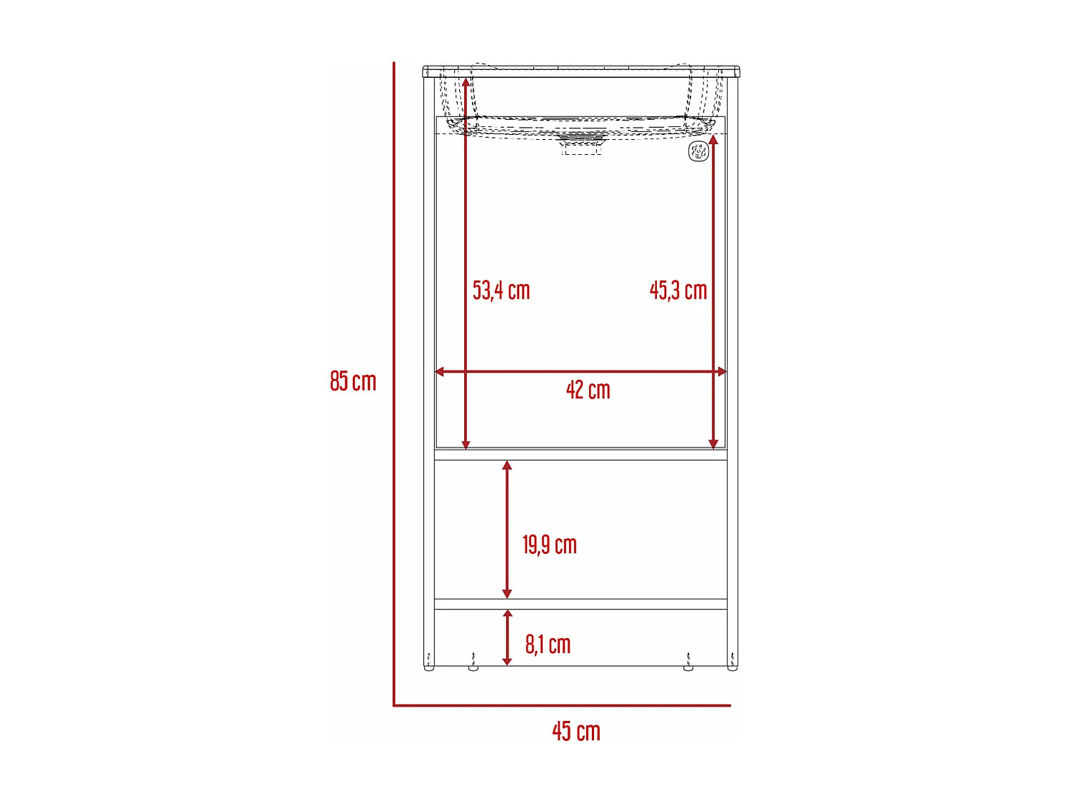 Ensemble Malaga, Colonne de bain de meubles 1 porte + meubles de salle de bain debout avec évier, 150,7 / 85.1 à CM x 40/45 un cm x 45/45 P cm, dune / blanc