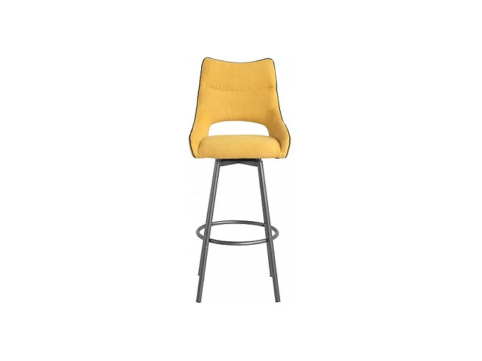 Lot de 2 chaises de bar pivotantes tissu jaune avec passepoil - ROY