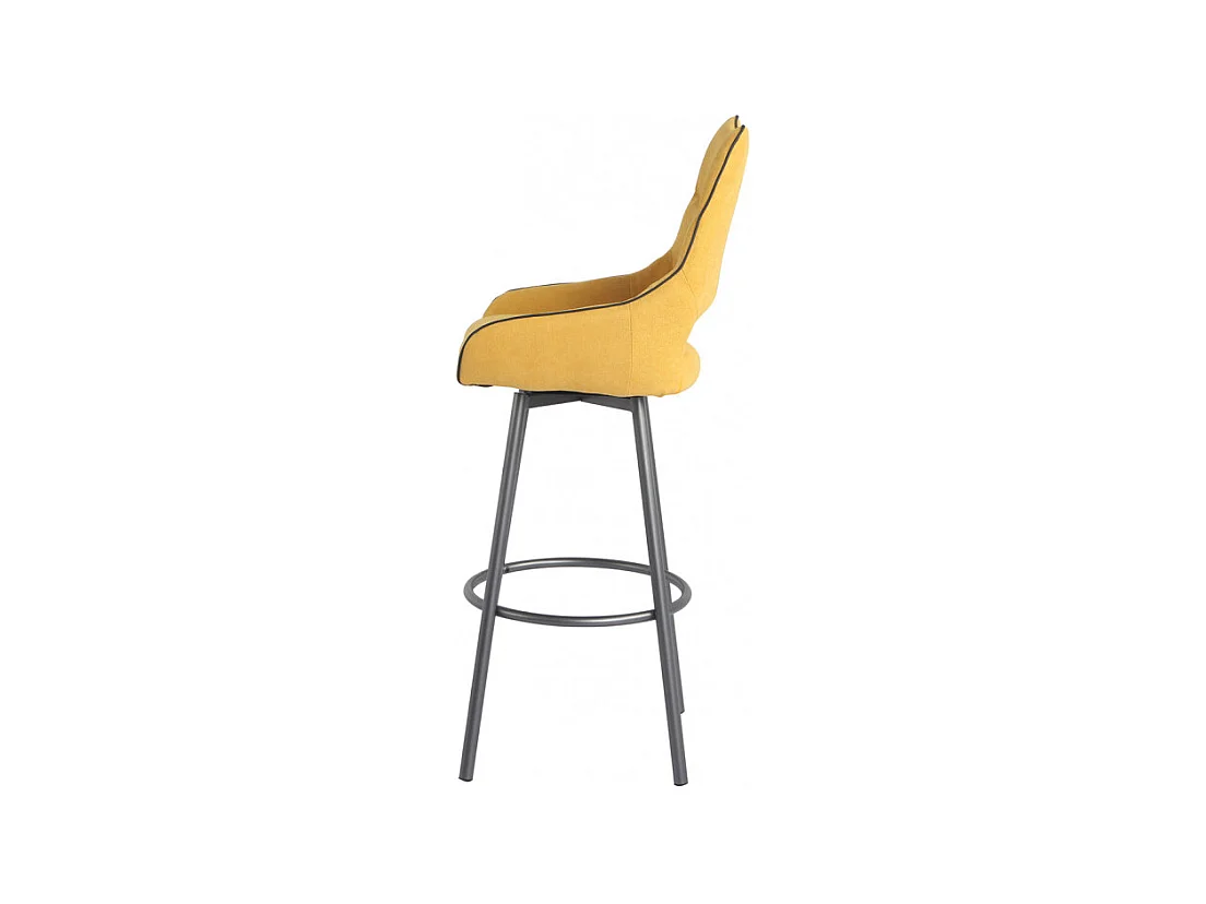 Lot de 2 chaises de bar pivotantes tissu jaune avec passepoil - ROY