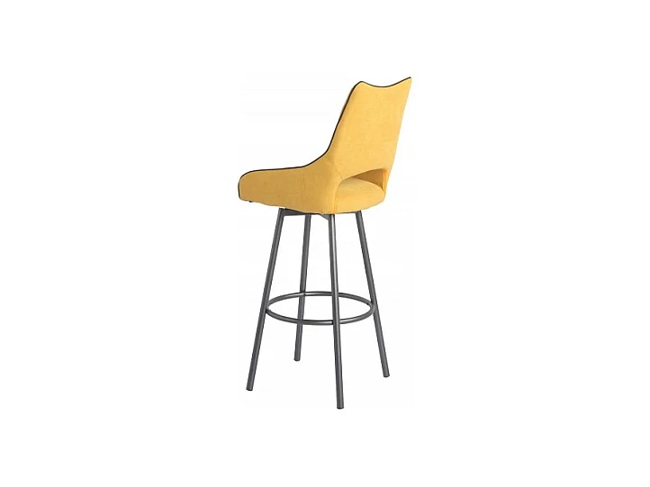 Lot de 2 chaises de bar pivotantes tissu jaune avec passepoil - ROY