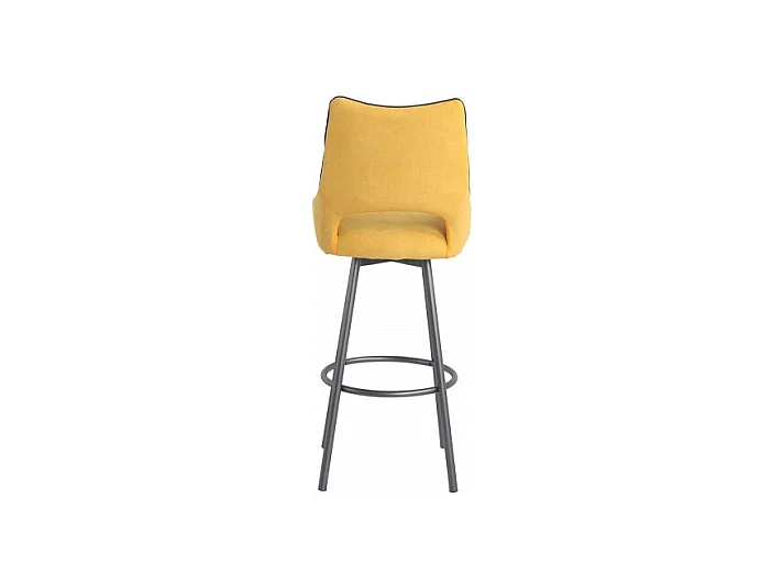 Lot de 2 chaises de bar pivotantes tissu jaune avec passepoil - ROY