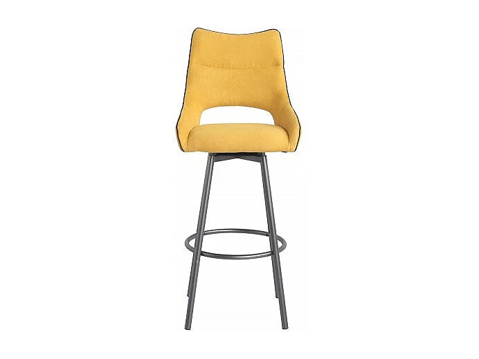 Lot de 2 chaises de bar pivotantes tissu jaune avec passepoil - ROY