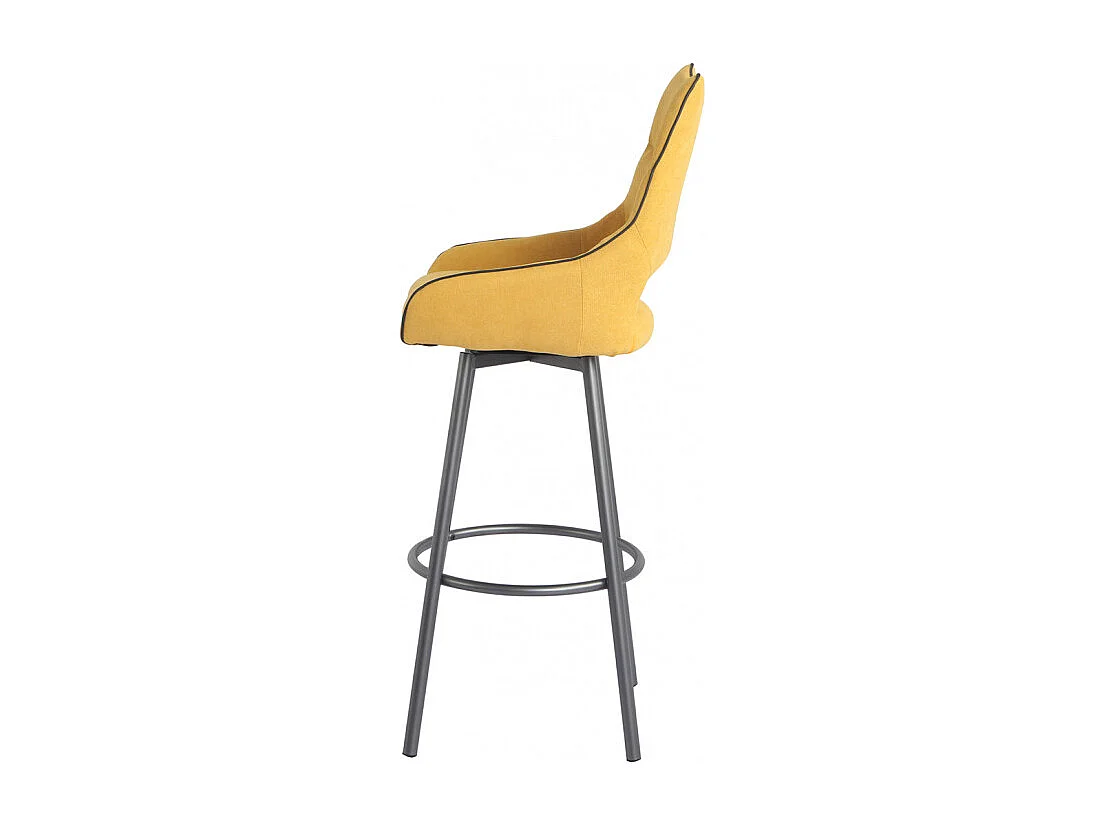 Lot de 2 chaises de bar pivotantes tissu jaune avec passepoil - ROY