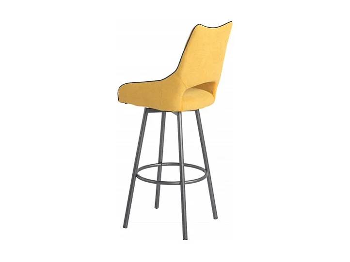 Lot de 2 chaises de bar pivotantes tissu jaune avec passepoil - ROY