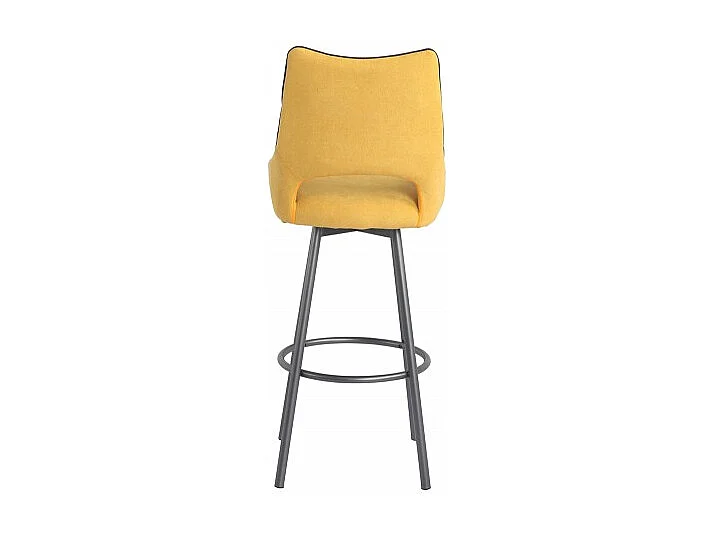 Lot de 2 chaises de bar pivotantes tissu jaune avec passepoil - ROY