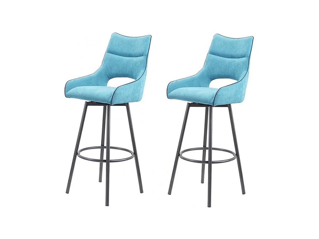 Lot de 2 chaises hautes de bar tissu bleu - ROY