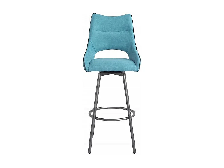 Lot de 2 tabourets de bar tissu bleu pieds métal gris - ROY