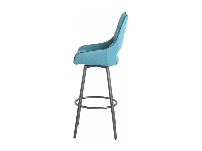 Lot de 2 tabourets de bar tissu bleu pieds métal gris - ROY