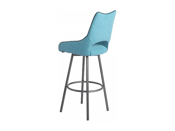 Lot de 2 tabourets de bar tissu bleu pieds métal gris - ROY