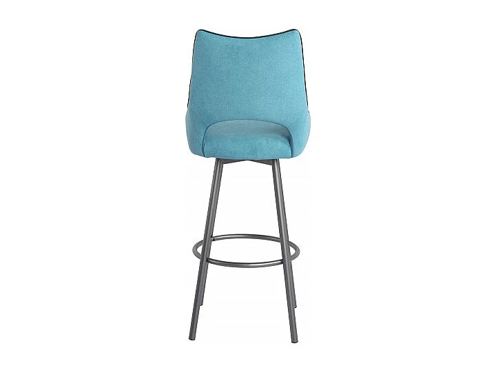Lot de 2 tabourets de bar tissu bleu pieds métal gris - ROY