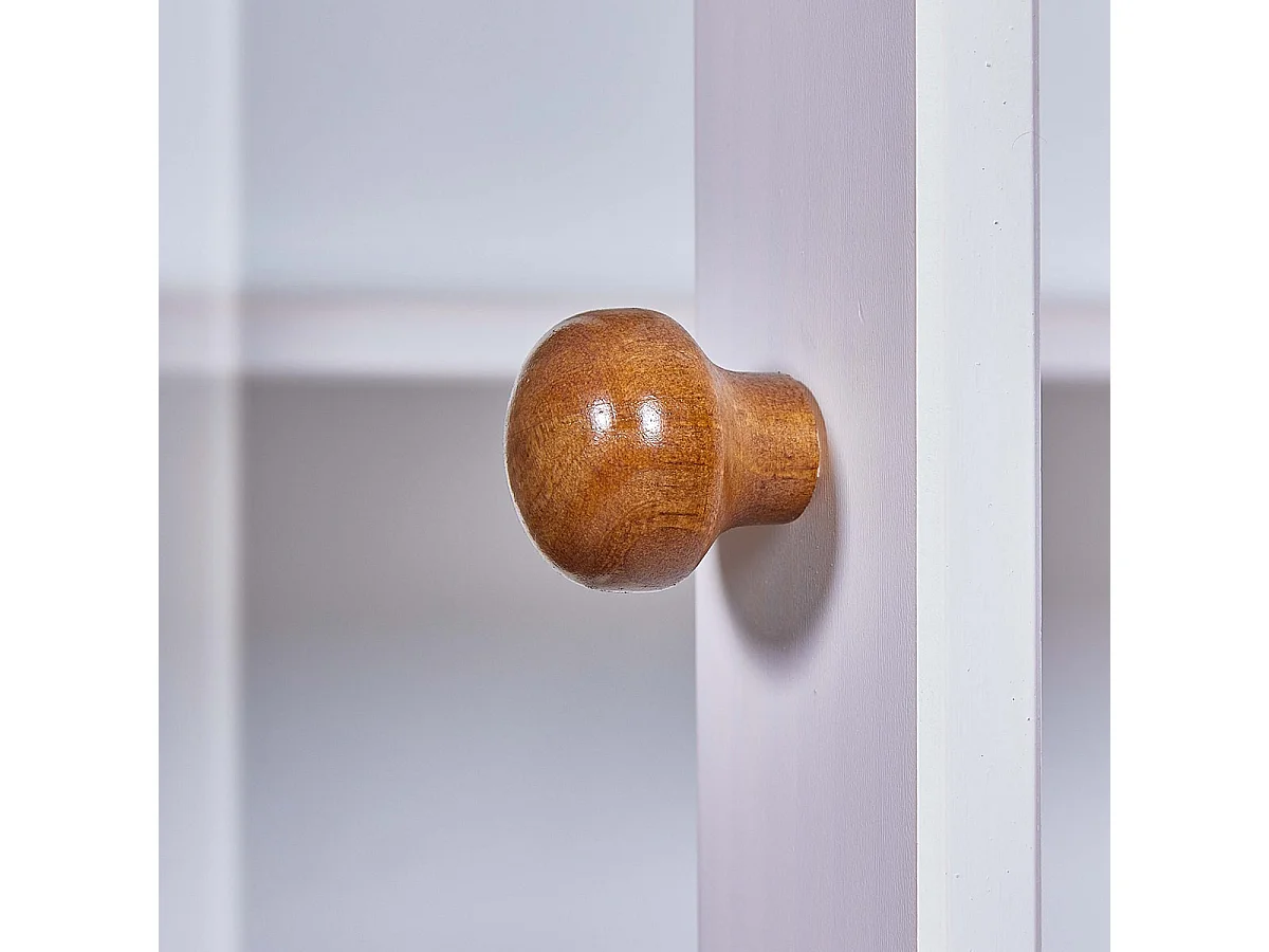 SOCOA - Vitrine 2 Portes 3 Tiroirs en MDF Laqué Blanc