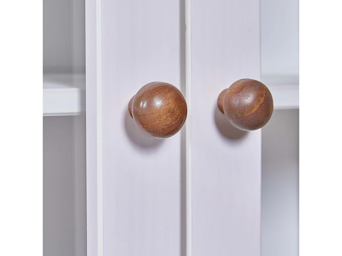 SOCOA - Vitrine 2 Portes 3 Tiroirs en MDF Laqué Blanc