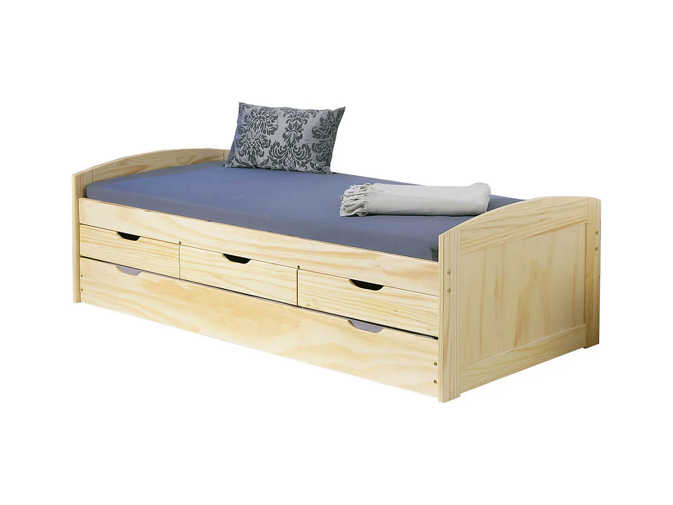 OLIVER - Pack Lit à Tiroirs 90x200 + 1 Matelas Ibiza