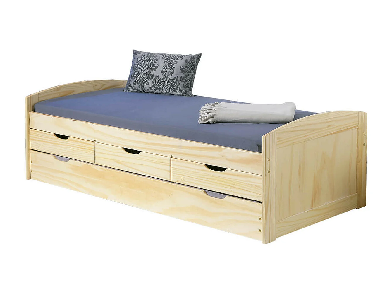 OLIVER - Pack Lit à Tiroirs 90x200 + 1 Matelas Ibiza