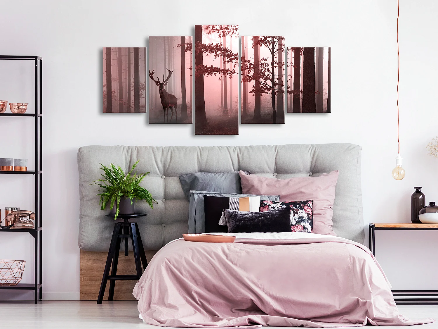 Quadro - Morning (5 Parts) Wide Pink - 100x50