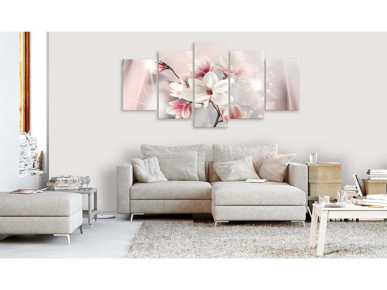Quadro - Dazzling Magnolias (5 Parts) Wide - 100x50